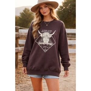 New Ariat Taurus Crewneck Sweatshirt Size Large Brown Mocha Western